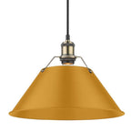 Golden Lighting 3306-L AB-AY Aged Brass Yep By Golden Lighting Orwell 1-light 14in Pendant In Aged Brass And Auric Yellow Shade Image 1