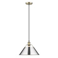 Golden Lighting 3306-L AB-CH Aged Brass Yep By Golden Lighting Orwell 1-light 14in Pendant In Aged Brass And Chrome Shade Image 1