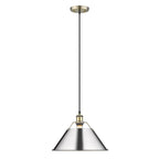 Golden Lighting 3306-L AB-CH Aged Brass Yep By Golden Lighting Orwell 1-light 14in Pendant In Aged Brass And Chrome Shade Image 1