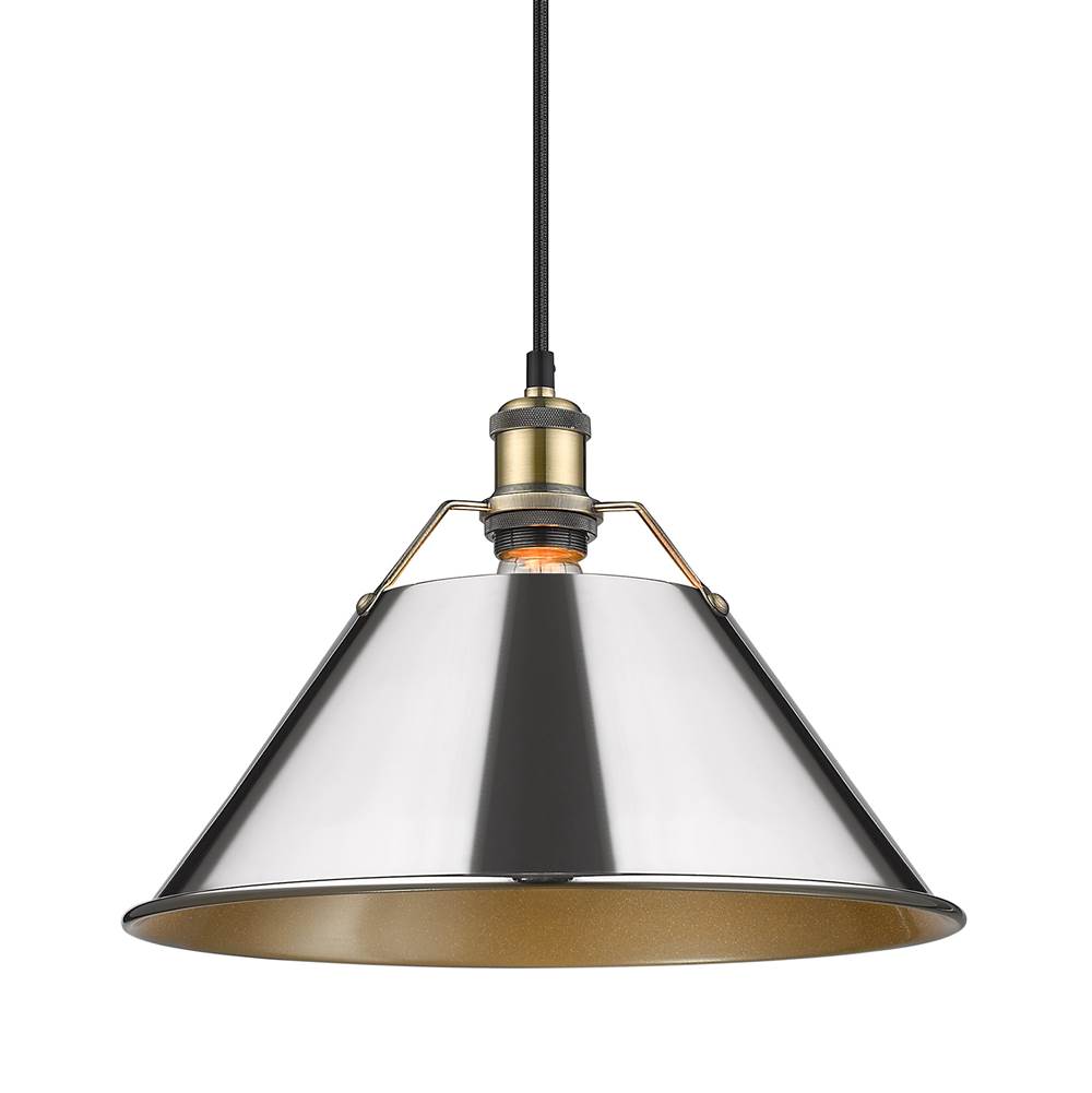Golden Lighting Orwell Yep By Golden Lighting Orwell 1-light 14in Pendant In Aged Brass And Chrome Shade