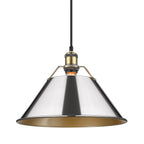 Golden Lighting Orwell Yep By Golden Lighting Orwell 1-light 14in Pendant In Aged Brass And Chrome Shade