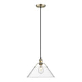 Golden Lighting 3306-L AB-CLR Aged Brass Yep By Golden Lighting Orwell 1-light 14in Pendant In Aged Brass And Clear Glass Image 1