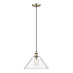 Golden Lighting 3306-L AB-CLR Aged Brass Yep By Golden Lighting Orwell 1-light 14in Pendant In Aged Brass And Clear Glass Image 1