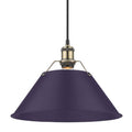 Golden Lighting 3306-L AB-EP Aged Brass Yep By Golden Lighting Orwell 1-light 14in Pendant In Aged Brass And Exotic Purple Shade Image 1