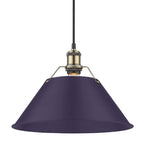 Golden Lighting 3306-L AB-EP Aged Brass Yep By Golden Lighting Orwell 1-light 14in Pendant In Aged Brass And Exotic Purple Shade Image 1