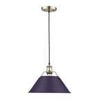 Golden Lighting Orwell Yep By Golden Lighting Orwell 1-light 14in Pendant In Aged Brass And Exotic Purple Shade