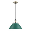 Golden Lighting 3306-L AB-GN Aged Brass Yep By Golden Lighting Orwell 1-light 14in Pendant In Aged Brass And Pine Green Shade Image 1