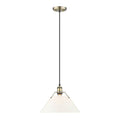 Golden Lighting 3306-L AB-OP Aged Brass Yep By Golden Lighting Orwell 1-light 14in Pendant In Aged Brass And Opal Glass Image 1