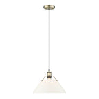 Golden Lighting 3306-L AB-OP Aged Brass Yep By Golden Lighting Orwell 1-light 14in Pendant In Aged Brass And Opal Glass Image 1