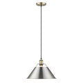 Golden Lighting 3306-L AB-PW Aged Brass Yep By Golden Lighting Orwell 1-light 14in Pendant In Aged Brass And Pewter Shade Image 1