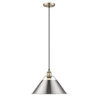 Golden Lighting 3306-L AB-PW Aged Brass Yep By Golden Lighting Orwell 1-light 14in Pendant In Aged Brass And Pewter Shade Image 1