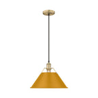 Golden Lighting Orwell Yep By Golden Lighting Orwell 1-light 14in Pendant In Aged Brass And Auric Yellow Shade