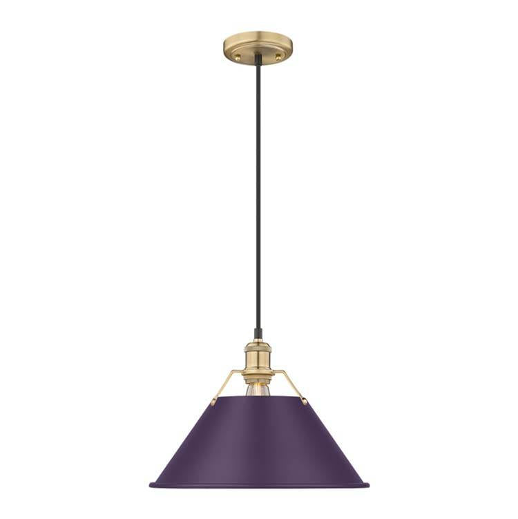 Golden Lighting Orwell Yep By Golden Lighting Orwell 1-light 14in Pendant In Aged Brass And Exotic Purple Shade