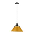 Golden Lighting Orwell Yep By Golden Lighting Orwell 1-light 14in Pendant In Aged Brass And Auric Yellow Shade