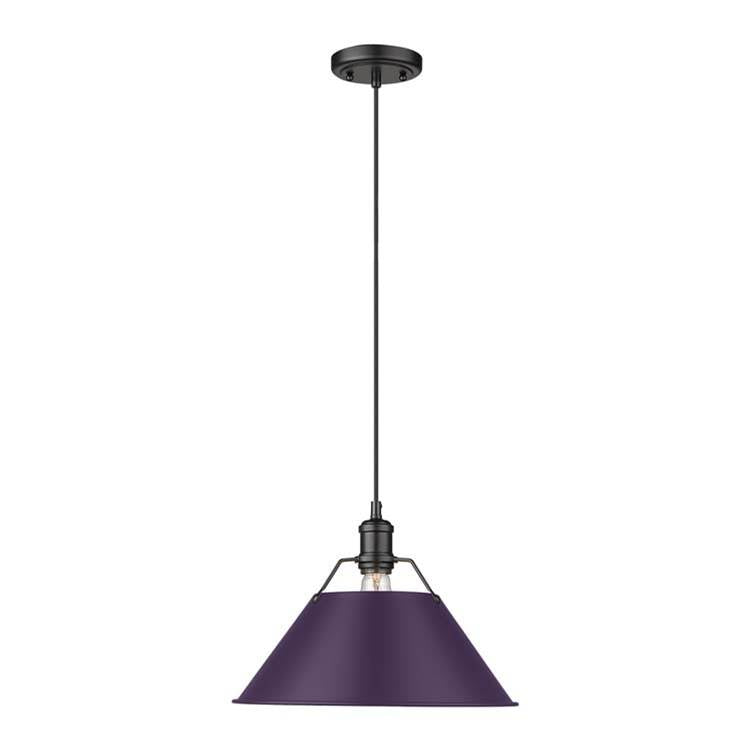Golden Lighting Orwell Yep By Golden Lighting Orwell 1-light 14in Pendant In Aged Brass And Exotic Purple Shade