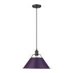 Golden Lighting Orwell Yep By Golden Lighting Orwell 1-light 14in Pendant In Aged Brass And Exotic Purple Shade