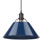 Golden Lighting Orwell Yep By Golden Lighting Orwell 1-light 14in Pendant In Aged Brass And Navy Blue Shade