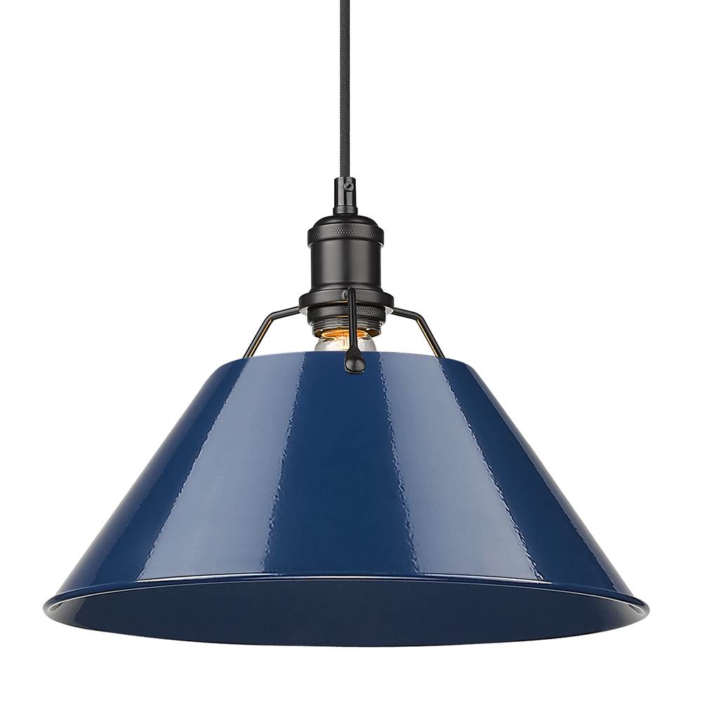 Golden Lighting Orwell Yep By Golden Lighting Orwell 1-light 14in Pendant In Aged Brass And Navy Blue Shade