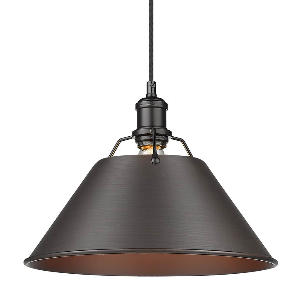 Golden Lighting Orwell Yep By Golden Lighting Orwell 1-light 14in Pendant In Aged Brass And Rubbed Bronze Shade