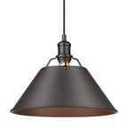 Golden Lighting Orwell Yep By Golden Lighting Orwell 1-light 14in Pendant In Aged Brass And Rubbed Bronze Shade