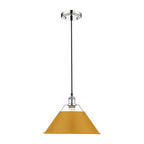 Golden Lighting Orwell Yep By Golden Lighting Orwell 1-light 14in Pendant In Aged Brass And Auric Yellow Shade