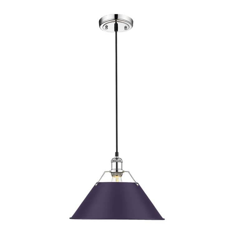 Golden Lighting Orwell Yep By Golden Lighting Orwell 1-light 14in Pendant In Aged Brass And Exotic Purple Shade