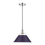 Golden Lighting Orwell Yep By Golden Lighting Orwell 1-light 14in Pendant In Aged Brass And Exotic Purple Shade