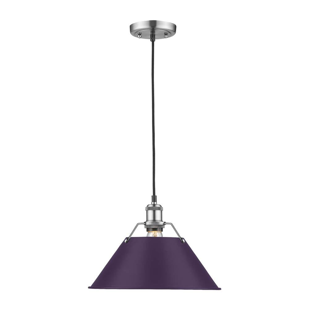 Golden Lighting Orwell Yep By Golden Lighting Orwell 1-light 14in Pendant In Aged Brass And Exotic Purple Shade
