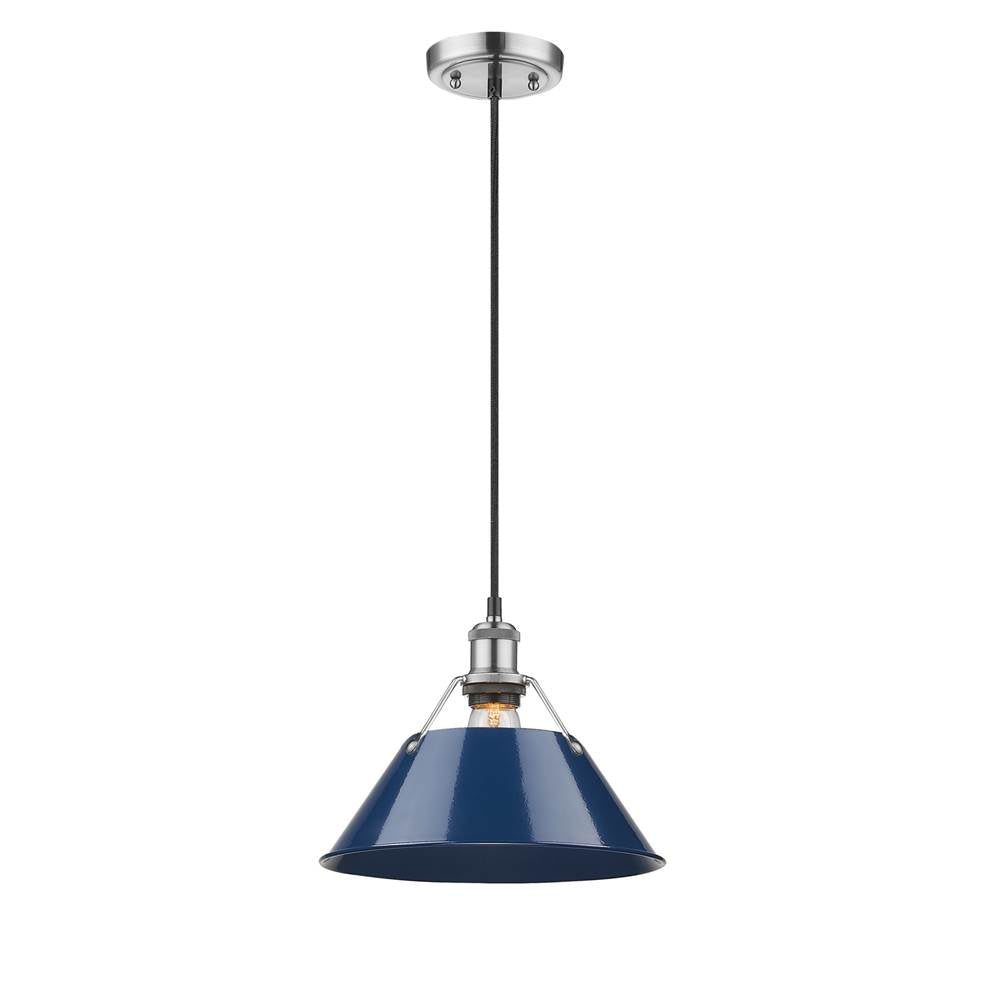 Golden Lighting Orwell Yep By Golden Lighting Orwell 1-light 14in Pendant In Aged Brass And Navy Blue Shade