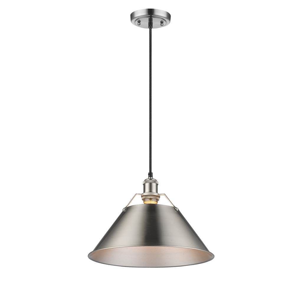 Golden Lighting Orwell Yep By Golden Lighting Orwell 1-light 14in Pendant In Aged Brass And Pewter Shade