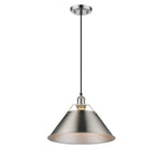 Golden Lighting Orwell Yep By Golden Lighting Orwell 1-light 14in Pendant In Aged Brass And Pewter Shade