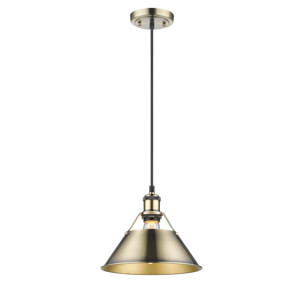 Golden Lighting Orwell Yep By Golden Lighting Orwell 1-light 10in Pendant In Aged Brass