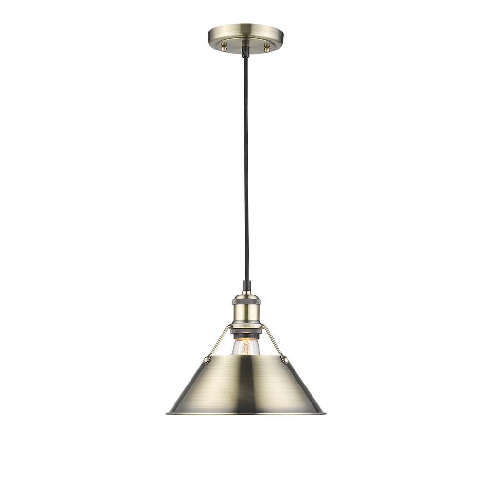 Golden Lighting 3306-M AB-AB Aged Brass Yep By Golden Lighting Orwell 1-light 10in Pendant In Aged Brass Image 1