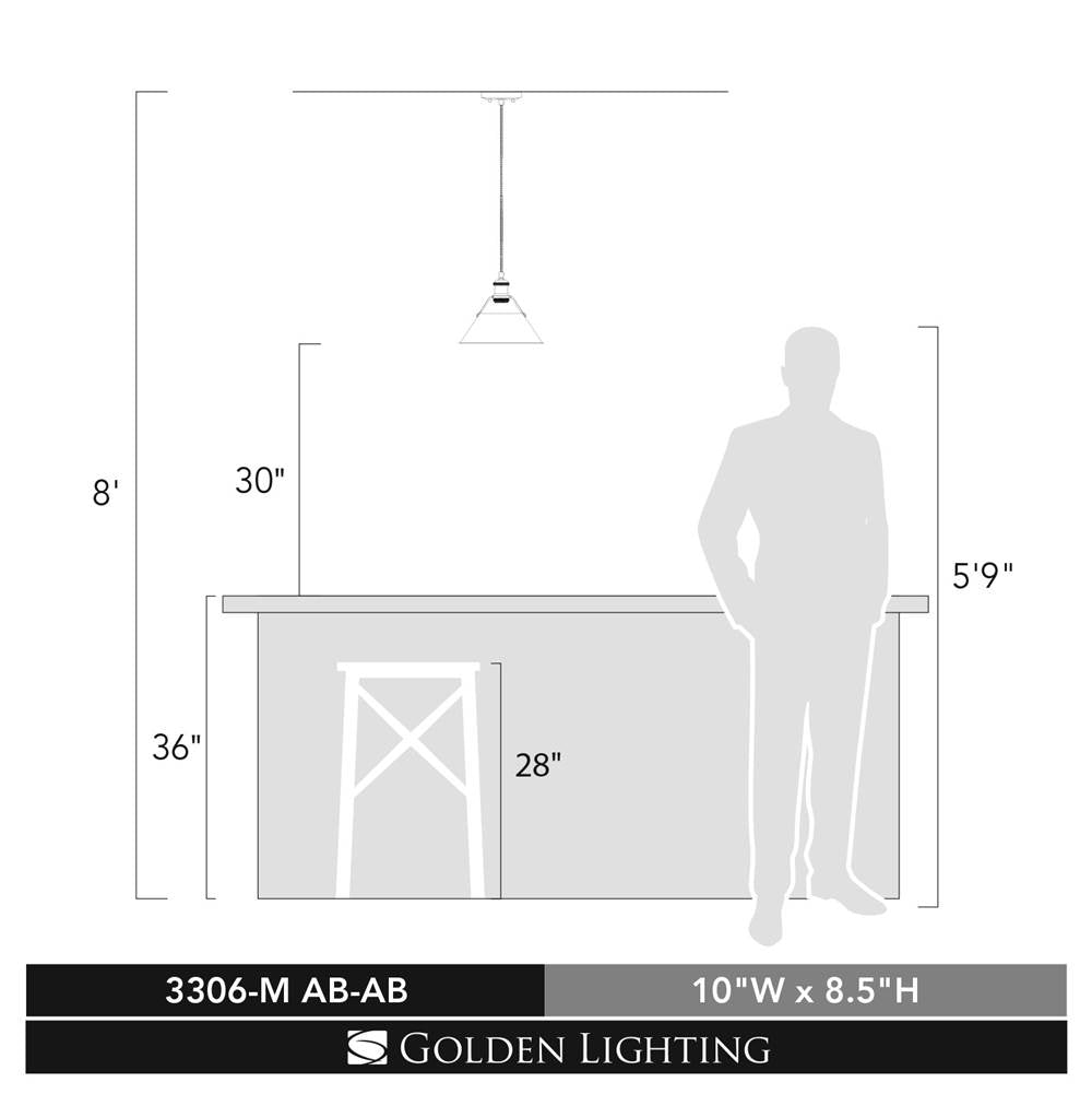Golden Lighting 3306-M AB-AB Aged Brass Yep By Golden Lighting Orwell 1-light 10in Pendant In Aged Brass Image 2