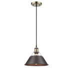 Golden Lighting Orwell Yep By Golden Lighting Orwell 1-light 10in Pendant In Aged Brass And Rubbed Bronze Shade