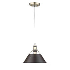 Golden Lighting 3306-M AB-RBZ Aged Brass Yep By Golden Lighting Orwell 1-light 10in Pendant In Aged Brass And Rubbed Bronze Shade Image 1