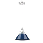 Golden Lighting Orwell Yep By Golden Lighting Orwell 1-light 10in Pendant In Aged Brass And Navy Blue Shade