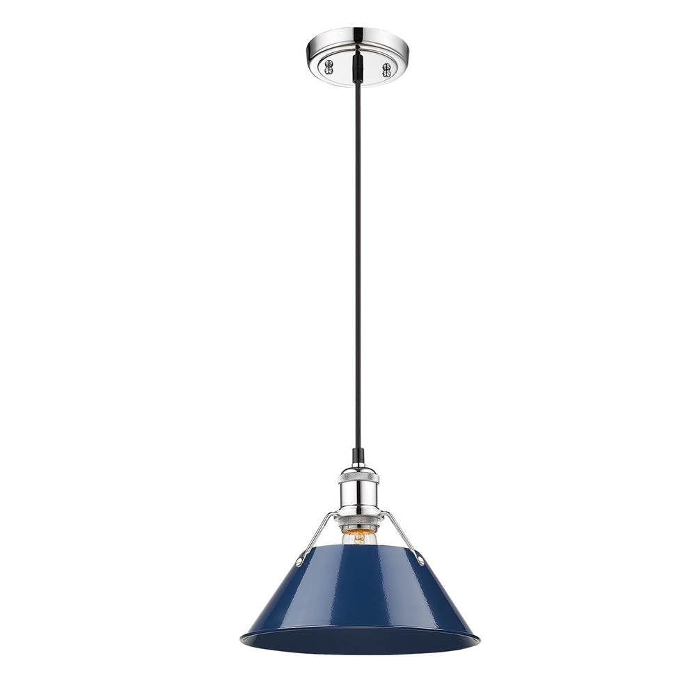 Golden Lighting Orwell Yep By Golden Lighting Orwell 1-light 10in Pendant In Aged Brass And Navy Blue Shade