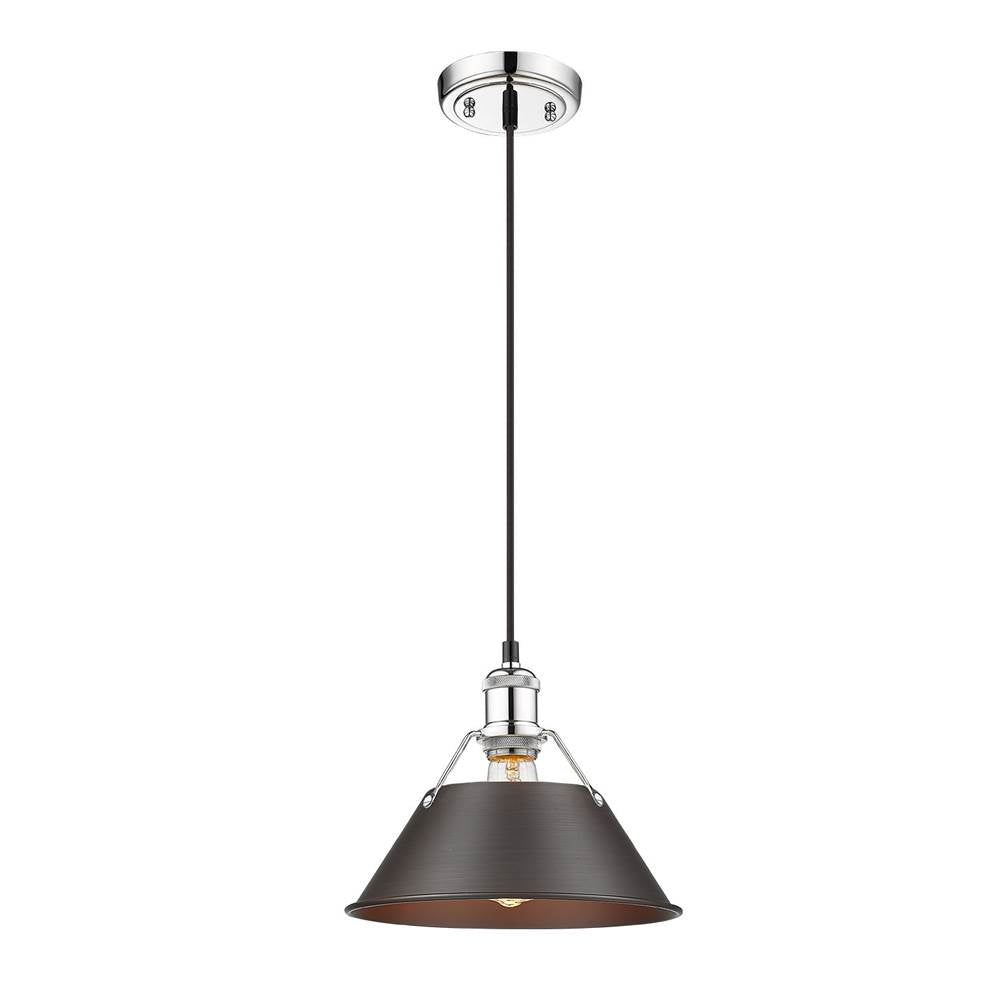 Golden Lighting Orwell Yep By Golden Lighting Orwell 1-light 10in Pendant In Aged Brass And Rubbed Bronze Shade