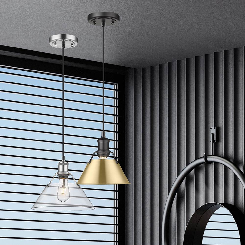 Golden Lighting 3306-S BLK-BCB Matte Black Yep By Golden Lighting Orwell 1-light 8in Pendant In Matte Black And Brushed Champagne Brass Shade Image 2