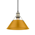 Golden Lighting 3306-M AB-AY Aged Brass Yep By Golden Lighting Orwell 1-light 10in Pendant In Aged Brass And Auric Yellow Shade Image 1