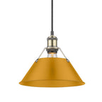 Golden Lighting 3306-M AB-AY Aged Brass Yep By Golden Lighting Orwell 1-light 10in Pendant In Aged Brass And Auric Yellow Shade Image 1