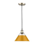 Golden Lighting Orwell Yep By Golden Lighting Orwell 1-light 10in Pendant In Aged Brass And Auric Yellow Shade