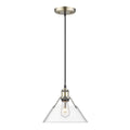 Golden Lighting 3306-M AB-CLR Aged Brass Yep By Golden Lighting Orwell 1-light 10in Pendant In Aged Brass And Clear Glass Image 1