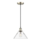 Golden Lighting 3306-M AB-CLR Aged Brass Yep By Golden Lighting Orwell 1-light 10in Pendant In Aged Brass And Clear Glass Image 1
