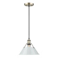 Golden Lighting 3306-M AB-DB Aged Brass Yep By Golden Lighting Orwell 1-light 10in Pendant In Aged Brass And Dusky Blue Shade Image 1