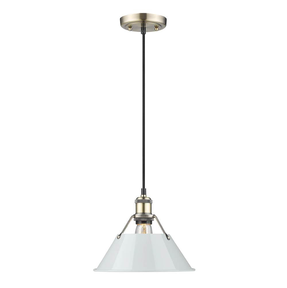 Golden Lighting 3306-M AB-DB Aged Brass Yep By Golden Lighting Orwell 1-light 10in Pendant In Aged Brass And Dusky Blue Shade Image 1