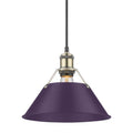 Golden Lighting 3306-M AB-EP Aged Brass Yep By Golden Lighting Orwell 1-light 10in Pendant In Aged Brass And Exotic Purple Shade Image 1