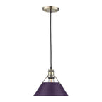 Golden Lighting Orwell Yep By Golden Lighting Orwell 1-light 10in Pendant In Aged Brass And Exotic Purple Shade