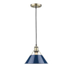 Golden Lighting 3306-M AB-NVY Aged Brass Yep By Golden Lighting Orwell 1-light 10in Pendant In Aged Brass And Navy Blue Shade Image 1